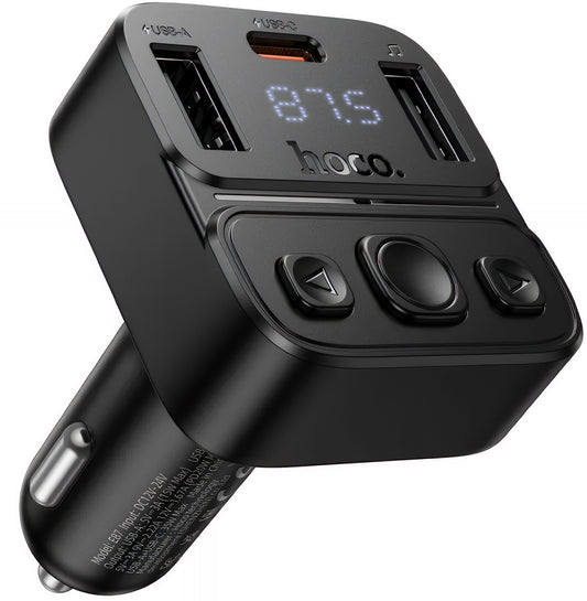 FM Bluetooth modulator HOCO E87, 2 x USB-A - 1 x USB-C
