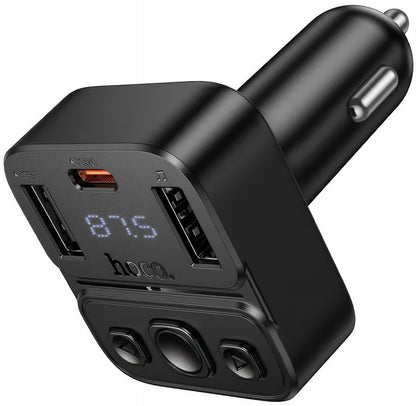 FM Bluetooth modulator HOCO E87, 2 x USB-A - 1 x USB-C