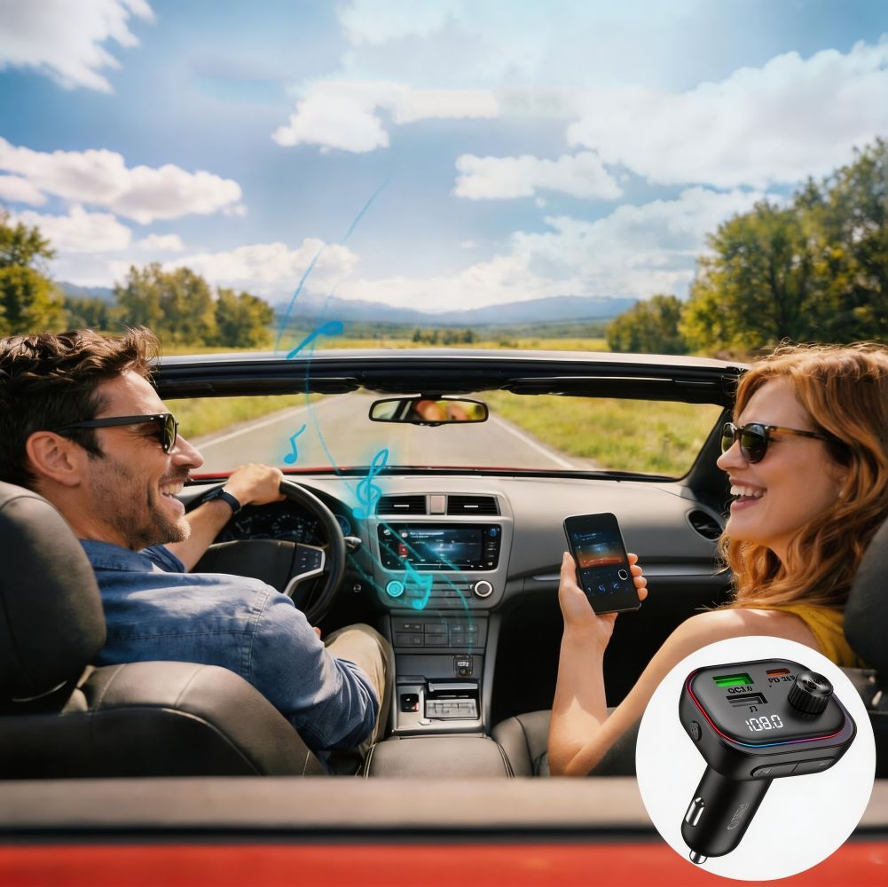 FM Bluetooth modulator Tech-Protect CC07, 2 x USB-A - 1 x USB-C