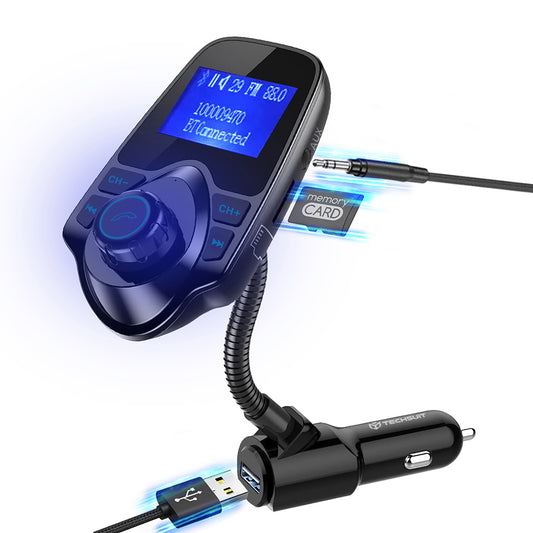 FM Bluetooth modulator Techsuit MFM4, 1 x USB-A - 1 x 3.5mm - 1 x microSD, Crni