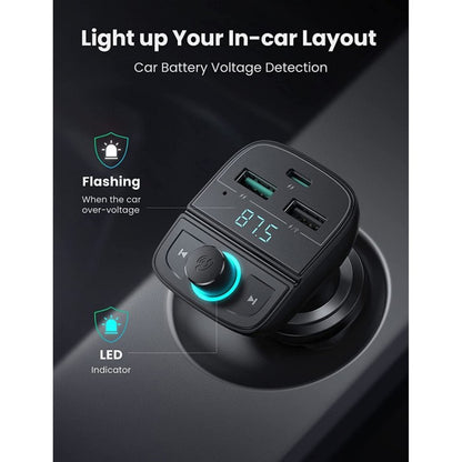 Bluetooth FM Modulator UGREEN CD229, 2 x USB-A - 1 x USB-C - 1 x microSD