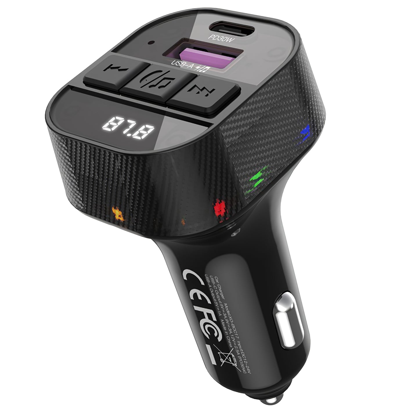 FM Bluetooth modulator XO Design BCC17, 1 x USB-A - 1 x USB-C