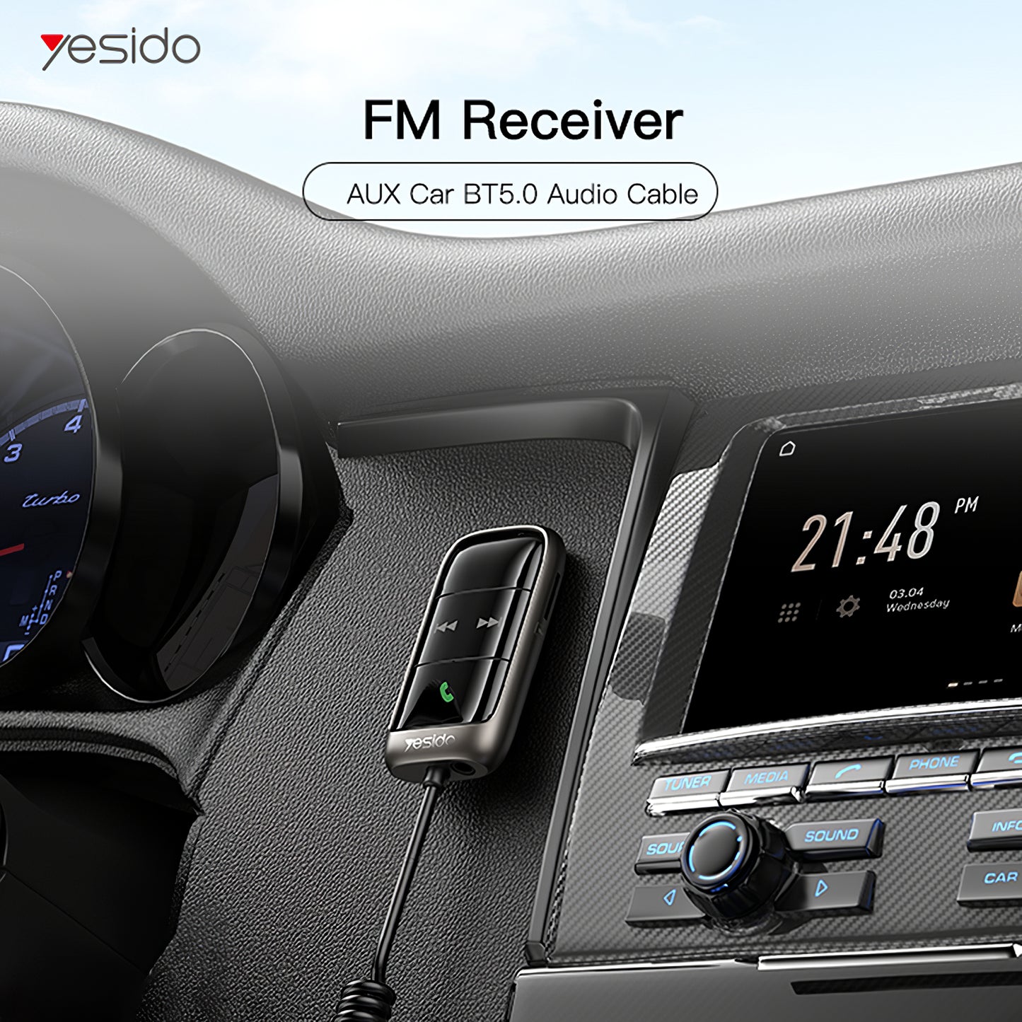 Modulator FM Bluetooth Yesido YAU32, 1 x 3.5mm - 1 x microSD
