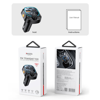 Modulator FM Bluetooth Yesido Y70, 2 x USB-A - 1 x USB-C