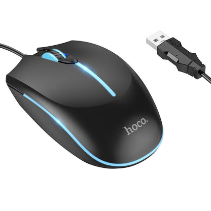 Gejmerski miš sa žicom USB HOCO GM37, RGB, 2400DPI, Crni