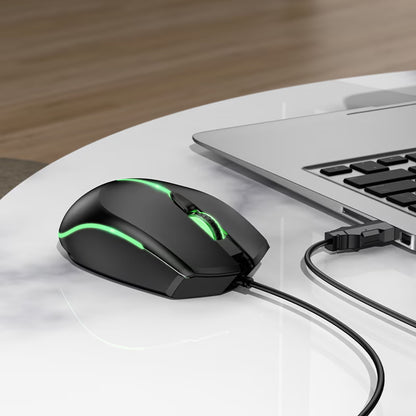 Gejmerski miš sa žicom USB HOCO GM37, RGB, 2400DPI, Crni