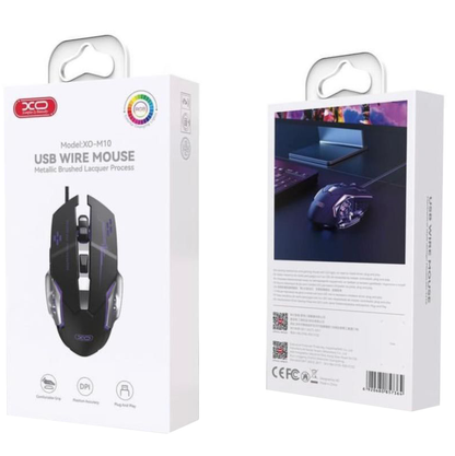 Gaming miš sa kablom USB XO Design M10, RGB, 3200DPI, Crna