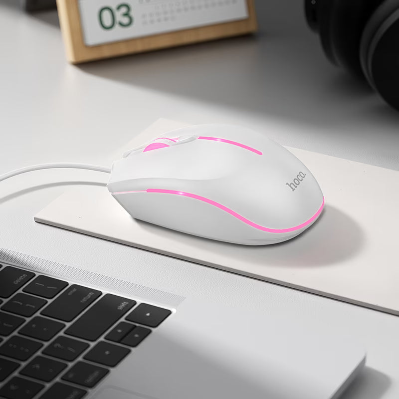 Gejmerski miš sa kablom USB HOCO GM37, RGB, 2400DPI, Bela