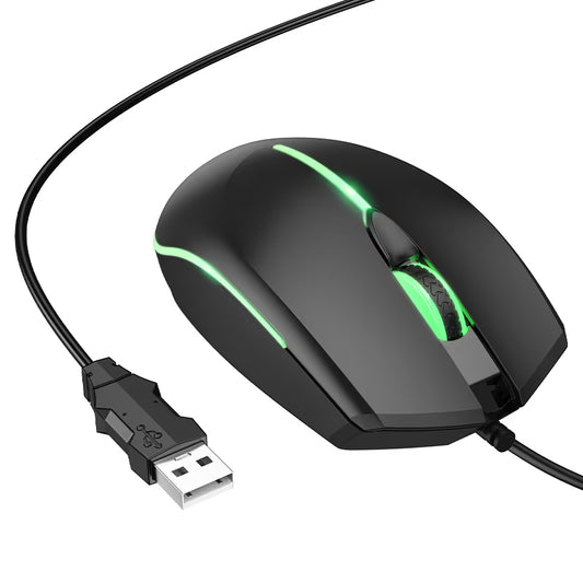 Gejmerski miš sa žicom USB HOCO GM37, RGB, 2400DPI, Crni