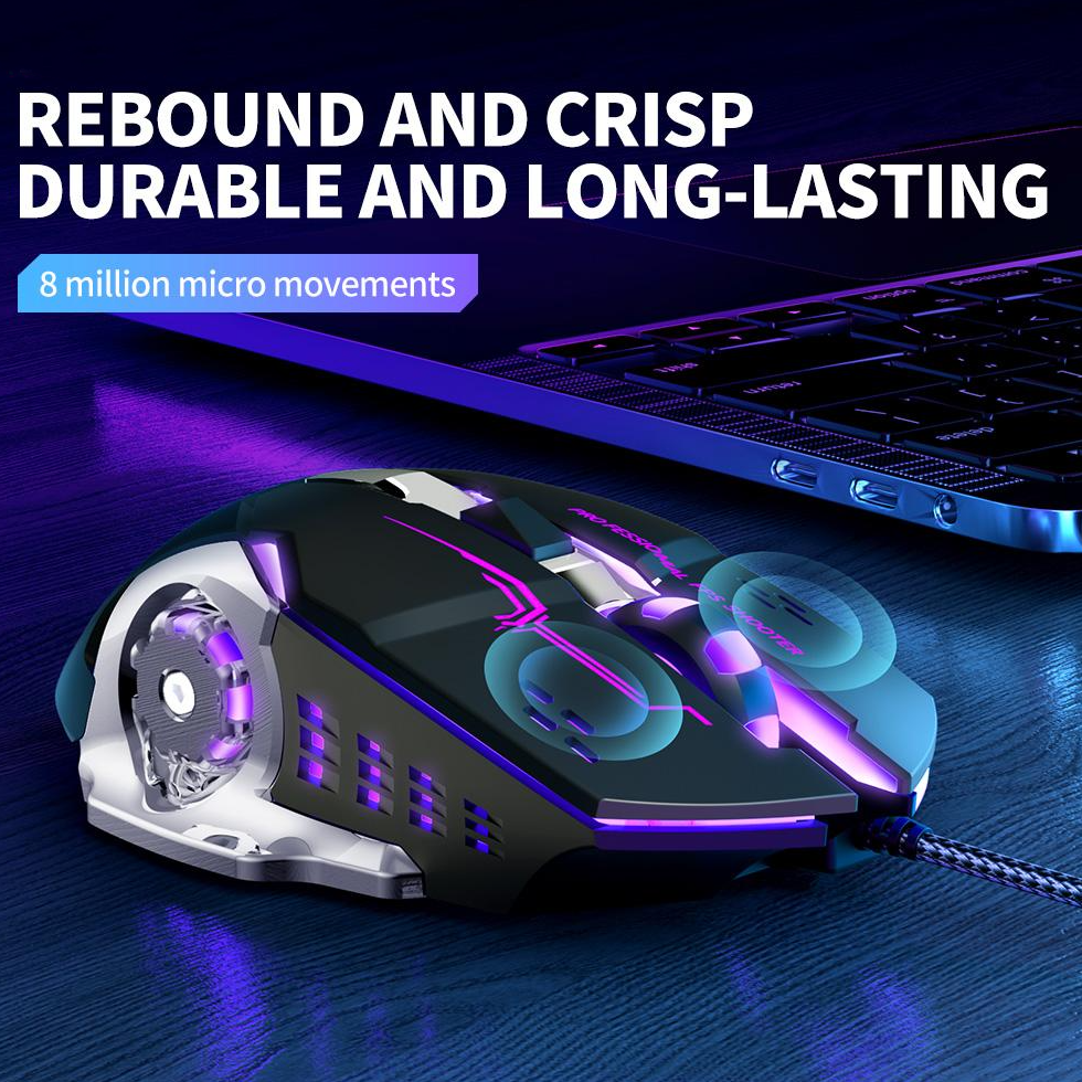 Gaming miš sa kablom USB XO Design M10, RGB, 3200DPI, Crna