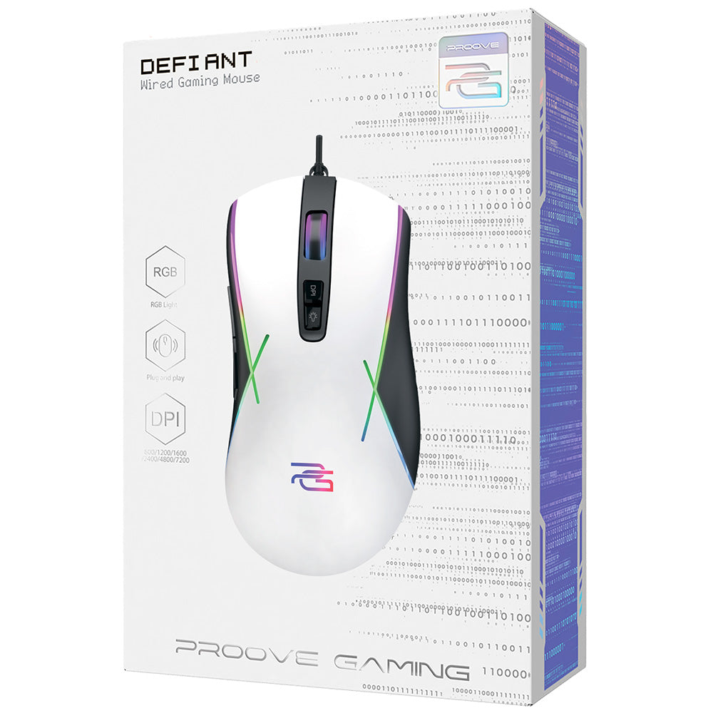 Mouse Gaming Wired USB Proove Defiant, RGB, 7200DPI, Beli CMDE00000101