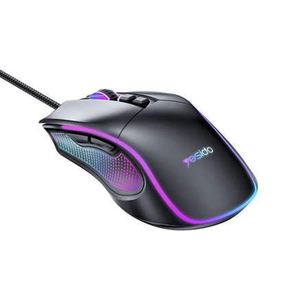 Gaming miš sa žicom USB Yesido KB20, RGB, 1000DPI - 7200DPI, Crni