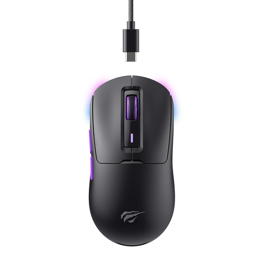 Bežični gejmerski miš HAVIT MS969WB, RGB, 1000DPI - 16000DPI, BT / Wi-Fi / Žičani, Crni