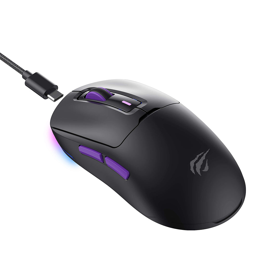 Bežični gejmerski miš HAVIT MS969WB, RGB, 1000DPI - 16000DPI, BT / Wi-Fi / Žičani, Crni