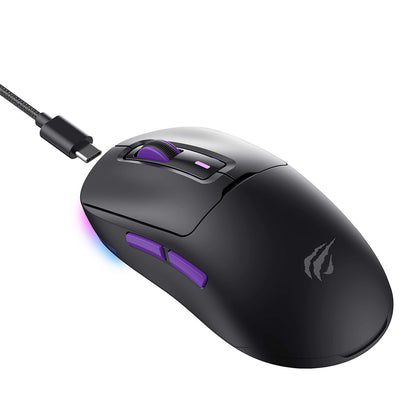 Bežični gejmerski miš HAVIT MS969WB, RGB, 1000DPI - 16000DPI, BT / Wi-Fi / Žičani, Crni