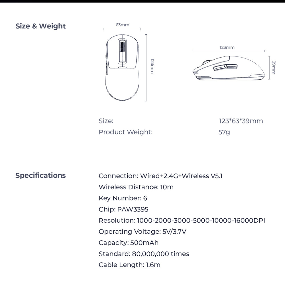 Bežični gejmerski miš HAVIT MS969WB, RGB, 1000DPI - 16000DPI, Crni