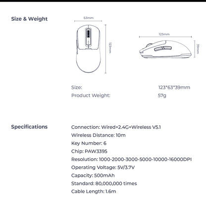 Bežični gejmerski miš HAVIT MS969WB, RGB, 1000DPI - 16000DPI, Crni