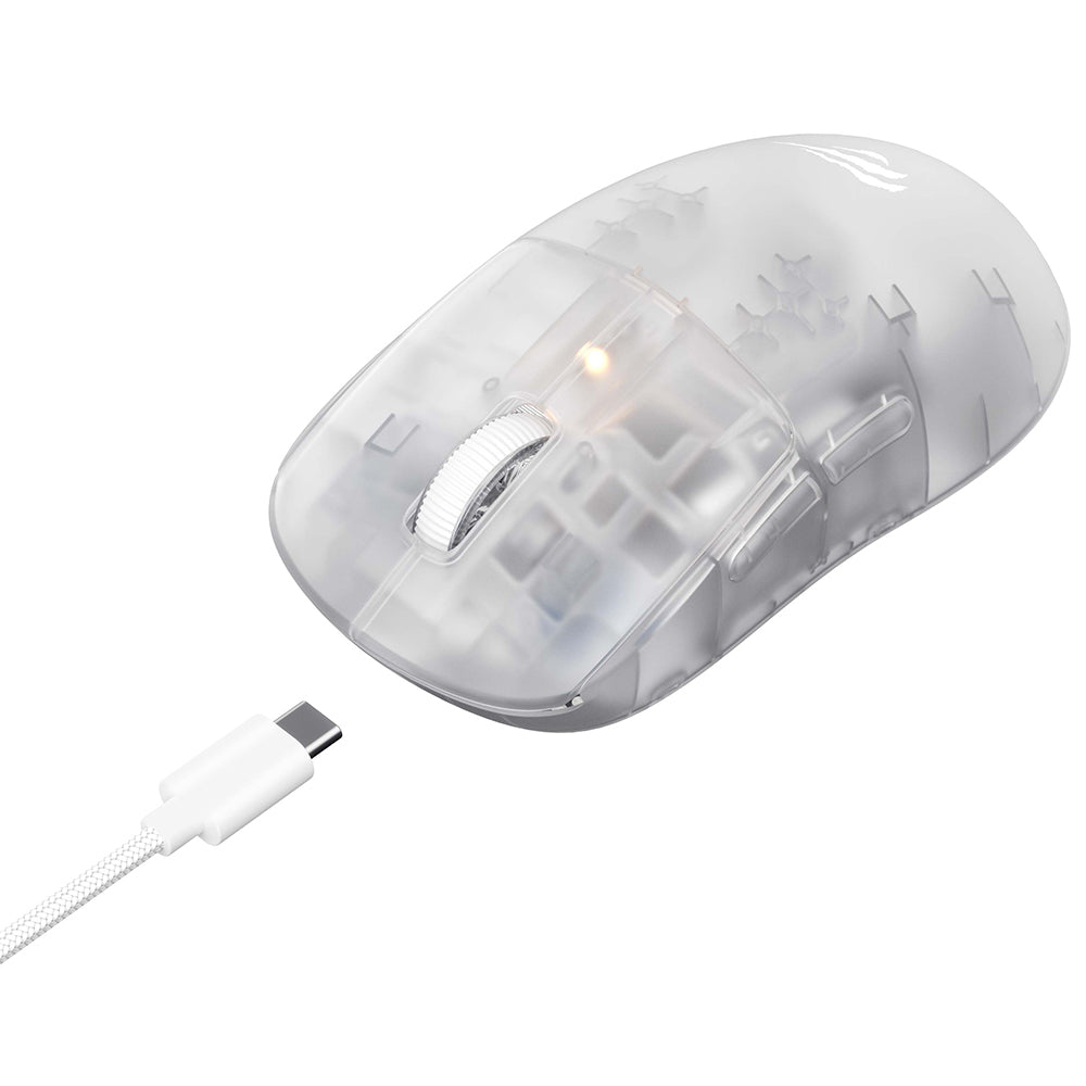 Bežični gejmerski miš HAVIT MS970WB Pro, 800DPI - 12000DPI, BT / Wi-Fi / Žičani, Transparentno Beli