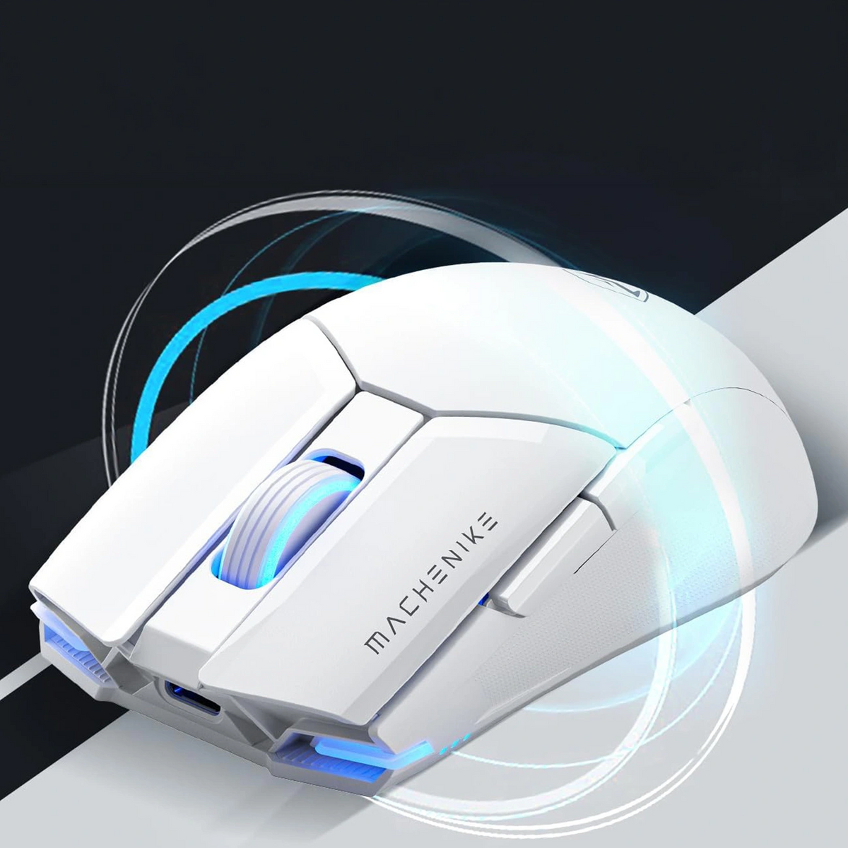 Bežični gejmerski miš Machenike M7 Pro, RGB, 1000 DPI – 26000 DPI, beli