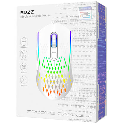 Bežični gejmerski miš Proove Buzz, RGB, 800DPI - 4800DPI, Beli WMBU00022402