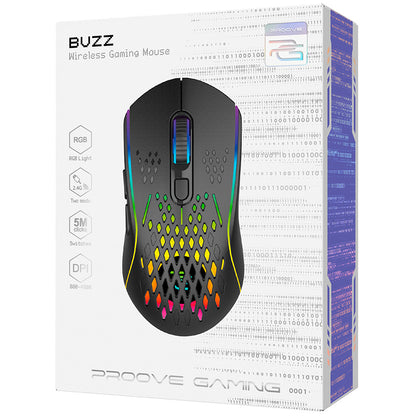 Bežični gejmerski miš Proove Buzz, RGB, 800DPI - 4800DPI, Crni WMBU00022401