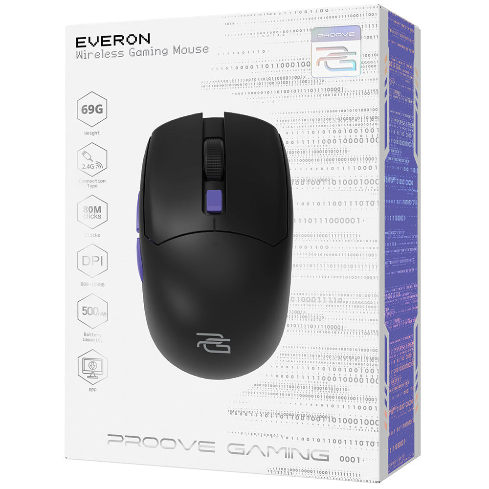 Miš za igranje Proove Everon, bežični, 800DPI - 10000DPI, crni WMEV00022001