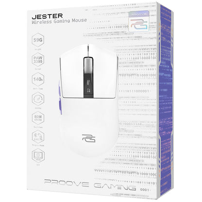 Bežični gejmerski miš Proove Jester, 800DPI - 26000DPI, OLED ekran, Beli WMJS00022002