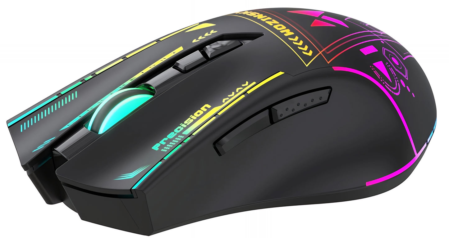 Bežični gejming miš WZK WMGB-3200, 3200DPI, RGB, Crni