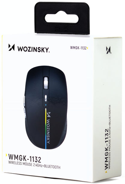 Bežični gejming miš WZK WMGK-1132, 1600DPI, RGB, BT / Wi-Fi, Crni