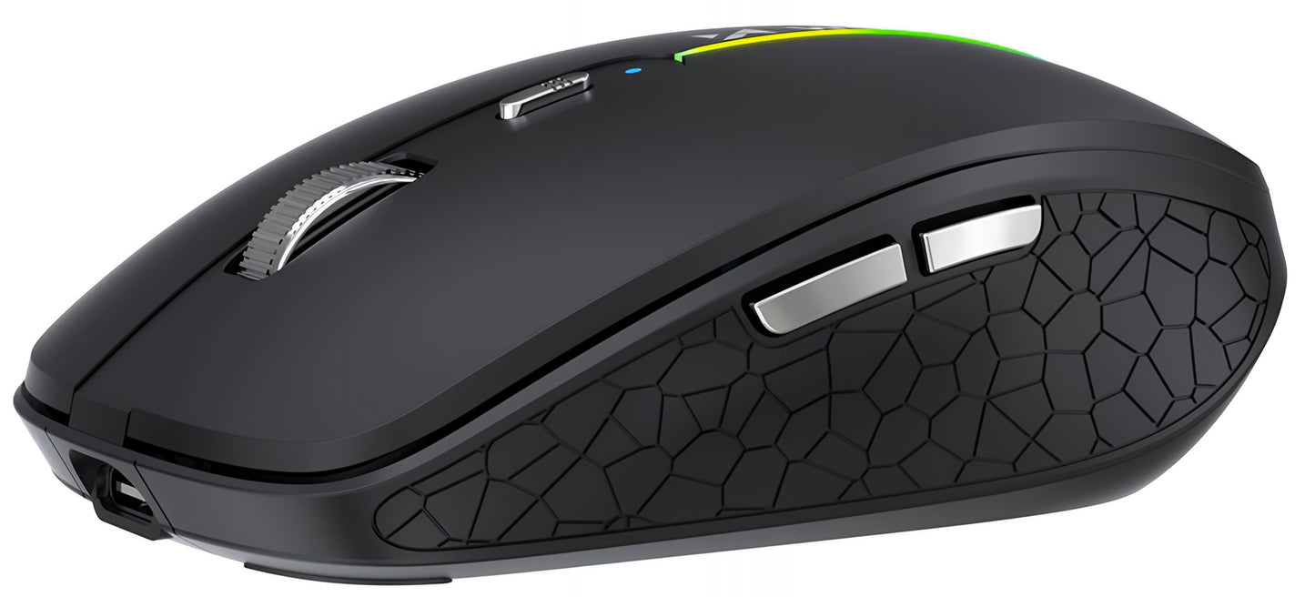 Bežični gejming miš WZK WMGK-1132, 1600DPI, RGB, BT / Wi-Fi, Crni