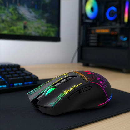 Bežični gejming miš WZK WMGB-3200, 3200DPI, RGB, Crni