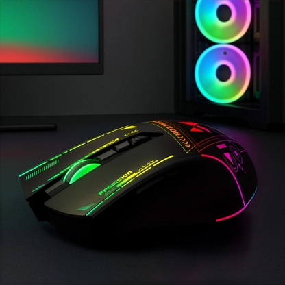 Bežični gejming miš WZK WMGB-3200, 3200DPI, RGB, Crni