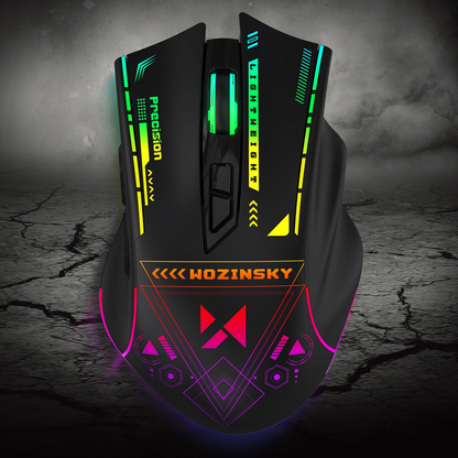 Bežični gejming miš WZK WMGB-3200, 3200DPI, RGB, Crni
