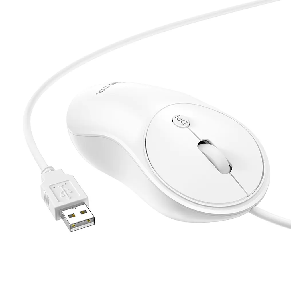 Miš sa žicom USB HOCO GM13, 1600DPI, Bela