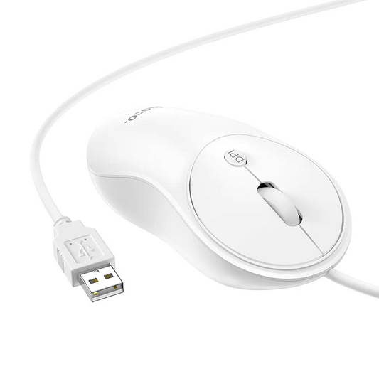 Miš sa žicom USB HOCO GM13, 1600DPI, Bela