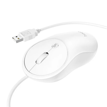 Miš sa žicom USB HOCO GM13, 1600DPI, Bela