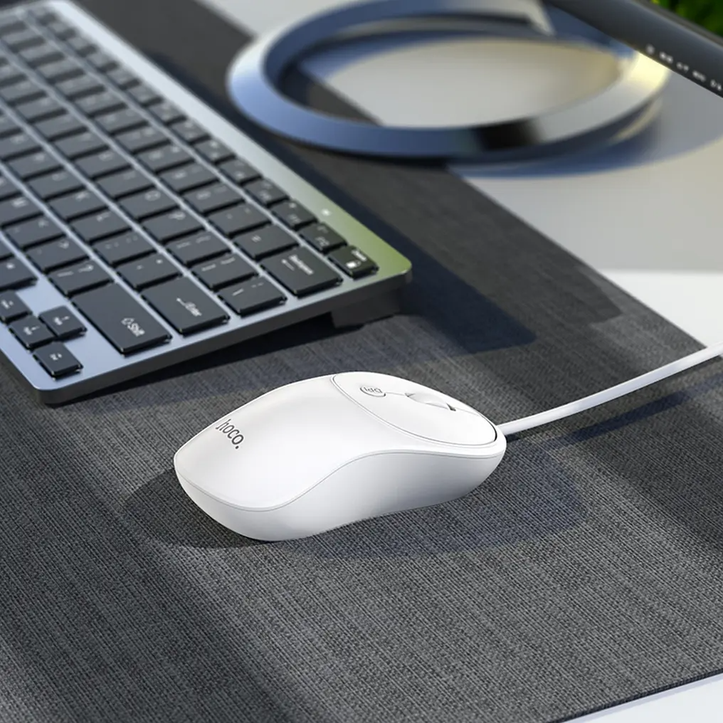 Miš sa žicom USB HOCO GM13, 1600DPI, Bela