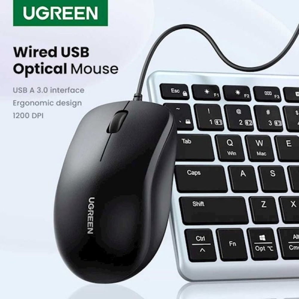 Miš sa žičanim USB UGREEN MU007, 1200DPI, 1.5m, Crni