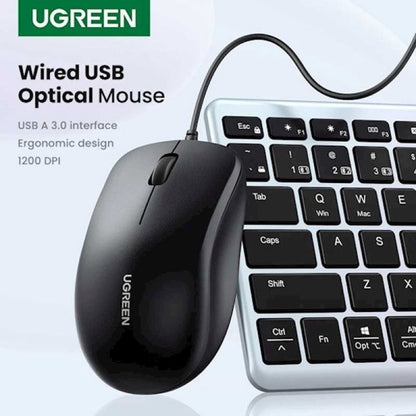 Miš sa žičanim USB UGREEN MU007, 1200DPI, 1.5m, Crni