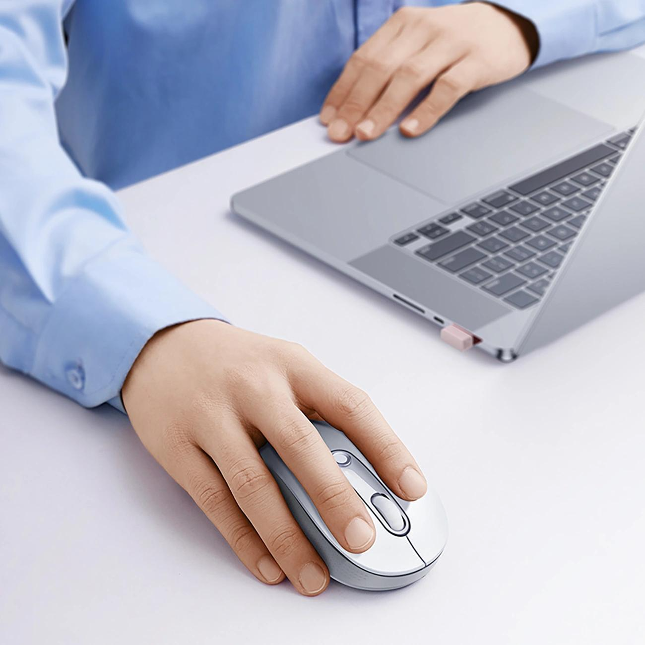 Bežični miš Baseus F02, 1600DPI, BT / Wi-Fi, Beli B0203302