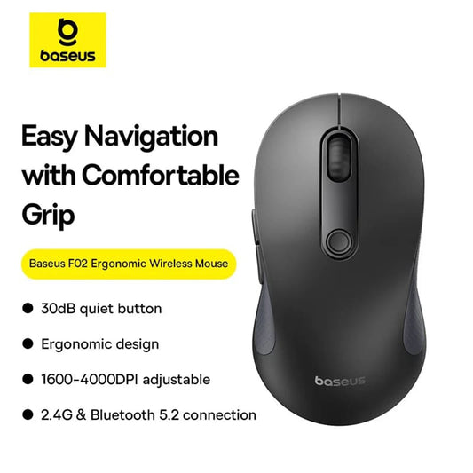 Bežični miš Baseus F02, 4000DPI, BT / Wi-Fi, crni B01055505111-01