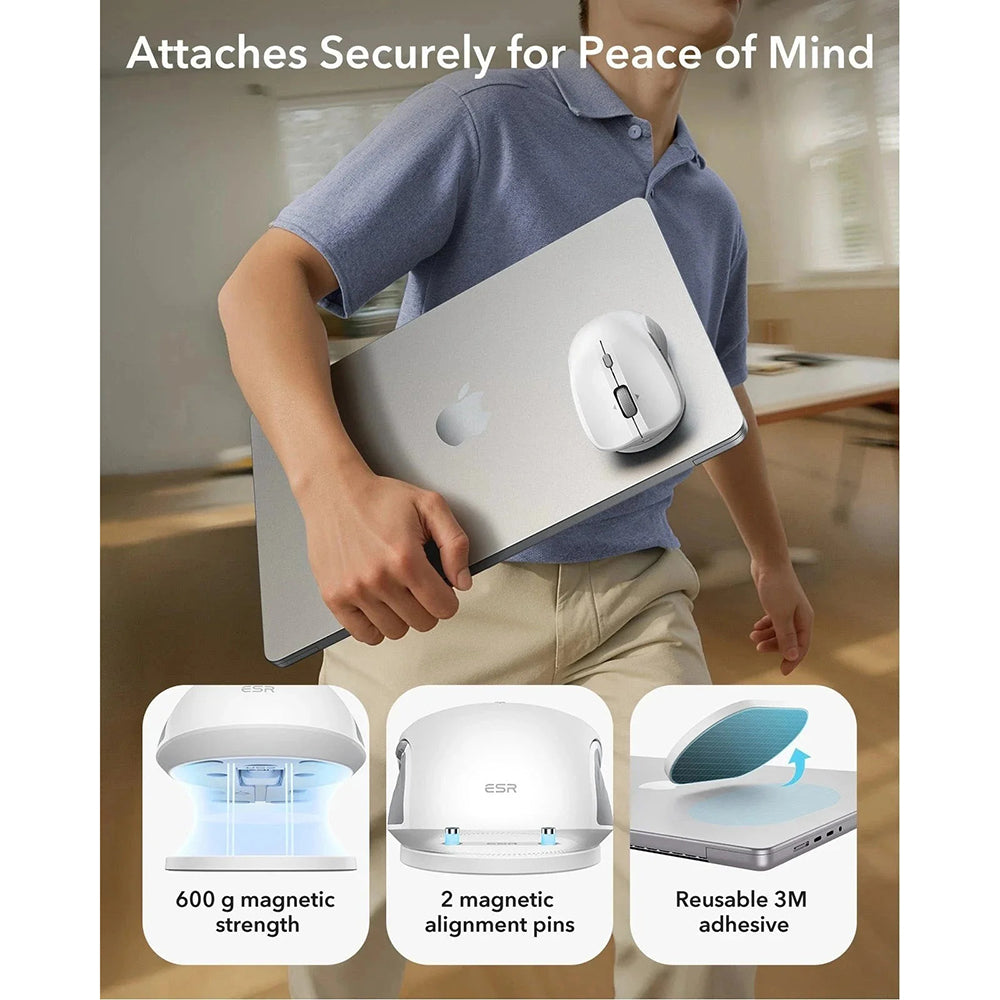 Bežični miš ESR MagMouse, 800DPI - 4800DPI, Bel