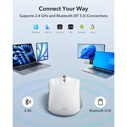 Bežični miš ESR MagMouse, 800DPI - 4800DPI, Bel