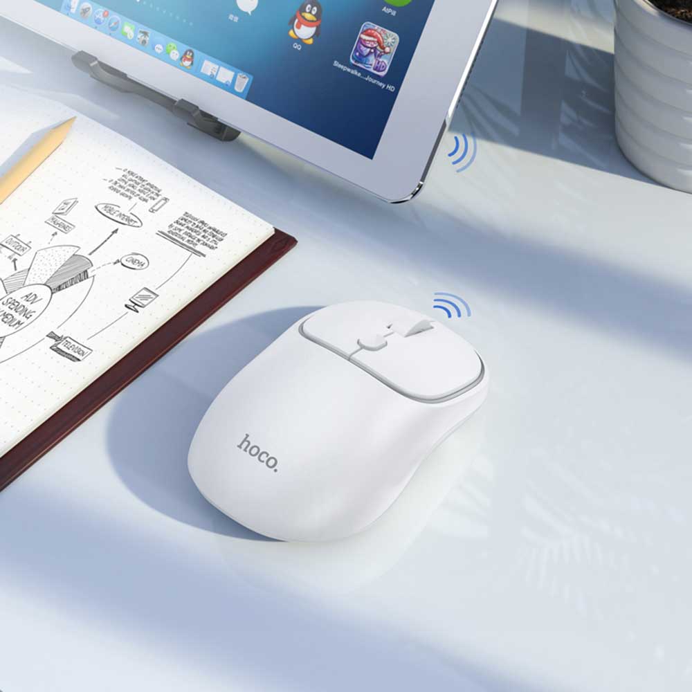 Bežični miš HOCO GM25, 1600DPI, BT / Wi-Fi, Beli
