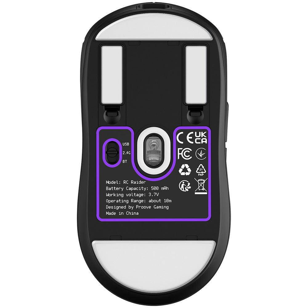 Mouse Wireless Proove RC Raider 8K, 800DPI - 32000DPI, BT / Wi-Fi / Žičani, Crni WMRR00122001