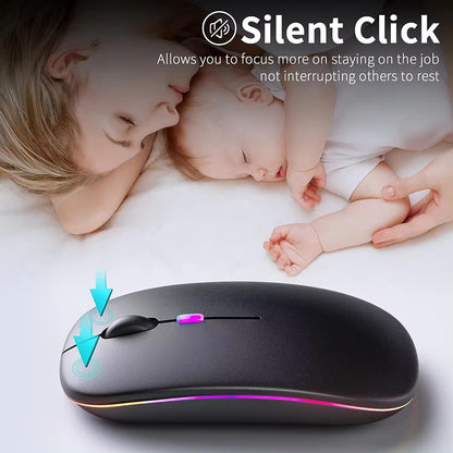 Bežični miš Techsuit M1, RGB, 1600DPI, BT / Wi-Fi, Crni