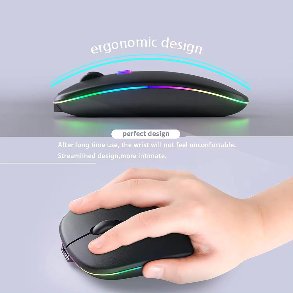Bežični miš Techsuit M1, RGB, 1600DPI, BT / Wi-Fi, Crni
