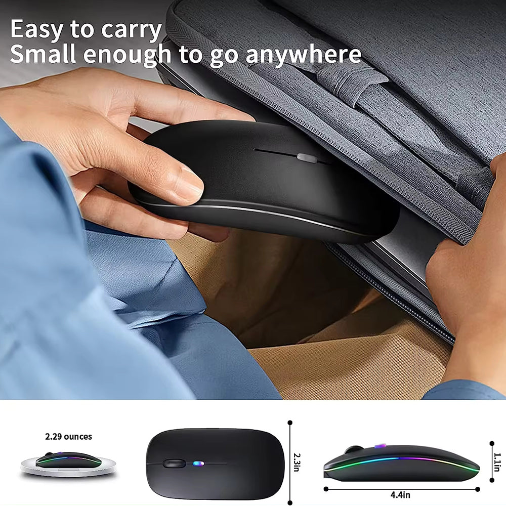 Bežični miš Techsuit M1, RGB, 1600DPI, BT / Wi-Fi, Crni