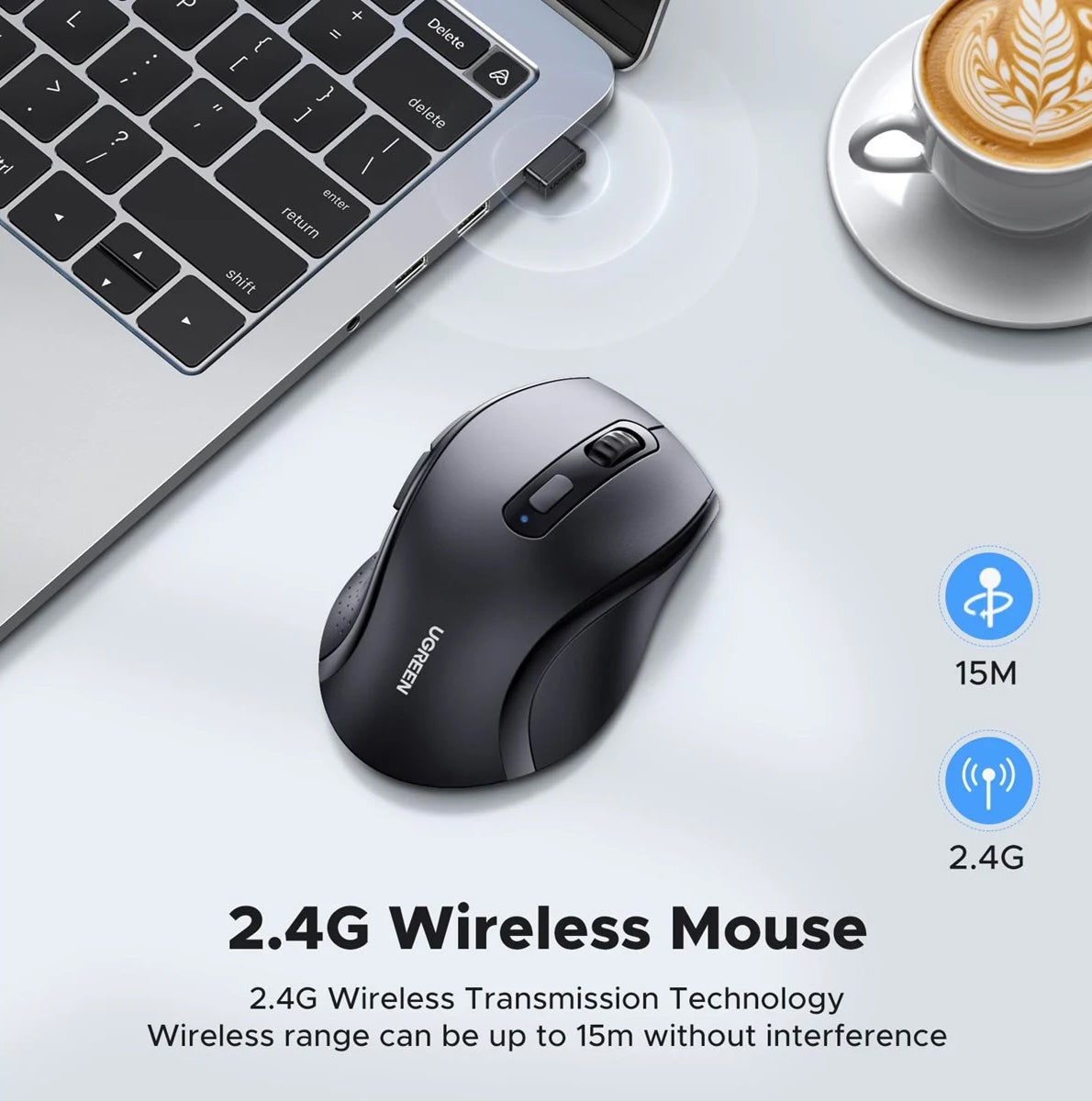 Bežični miš UGREEN M511, 1600DPI, Crni