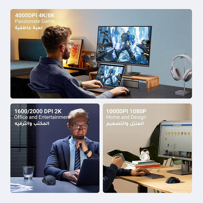 Bežični miš UGREEN MU101, 4000DPI, BT / Wi-Fi, Crni